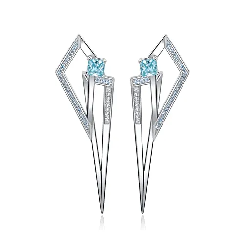 JewelryPalace 1.4ct orecchini triangolo zirconia blu argento 925