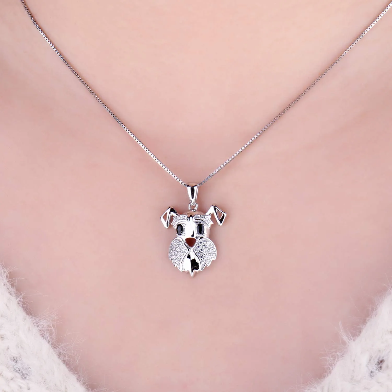 JewelryPalace Puppy Cane Collana Argento Spinello Nero