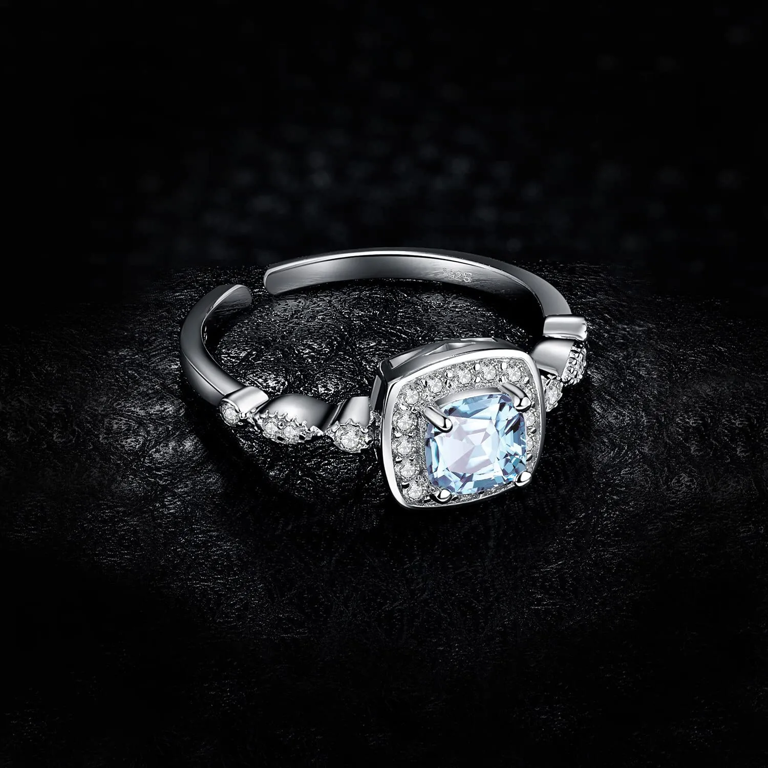 JewelryPalace Halo anello argento 925 topazio azzurro