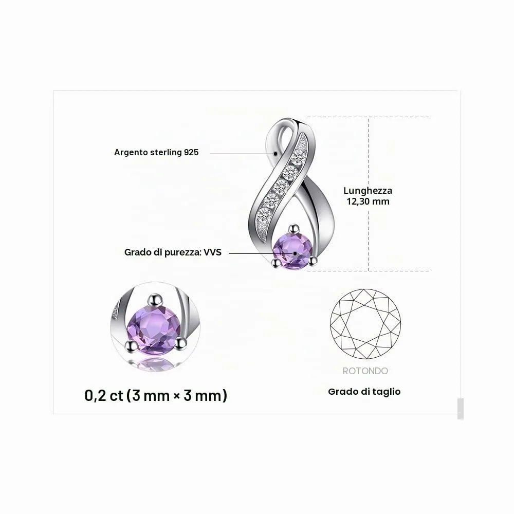 JewelryPalace Infinito Orecchini Argento Ametista Viola 0.29ct