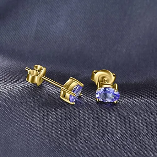 JewelryPalace 1ct Tanzanite Orecchini a Bottone Oro pietra ovale