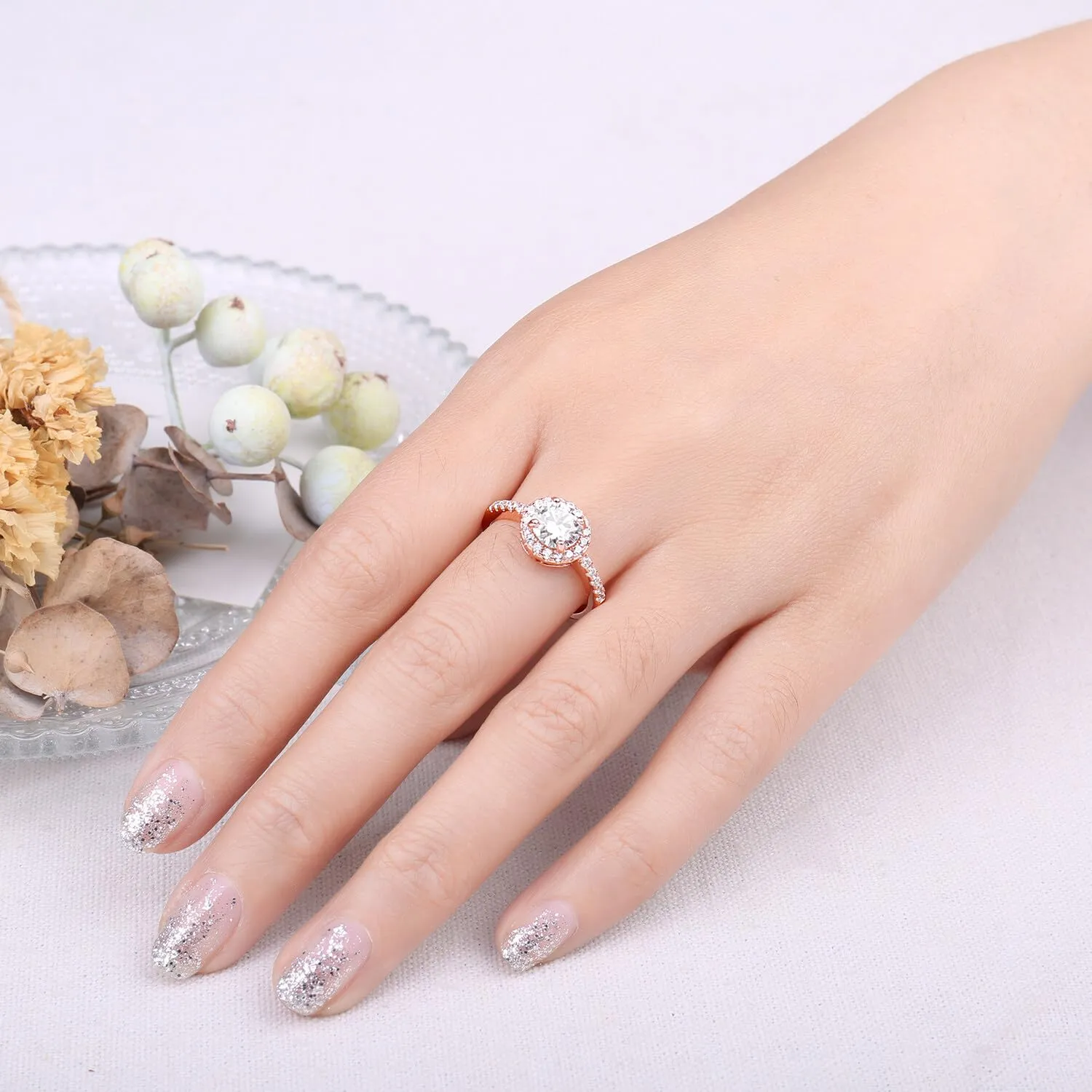 JewelryPalace Classico Halo Anello 1ct Argento Zirconia