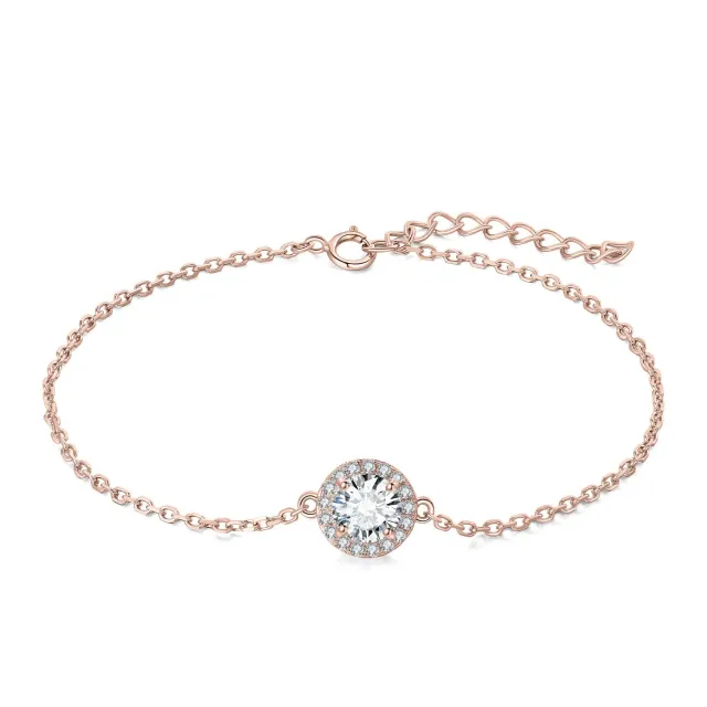 JewelryPalace 1ct Bracciale Halo Moissanite Oro Rosa Rotondo