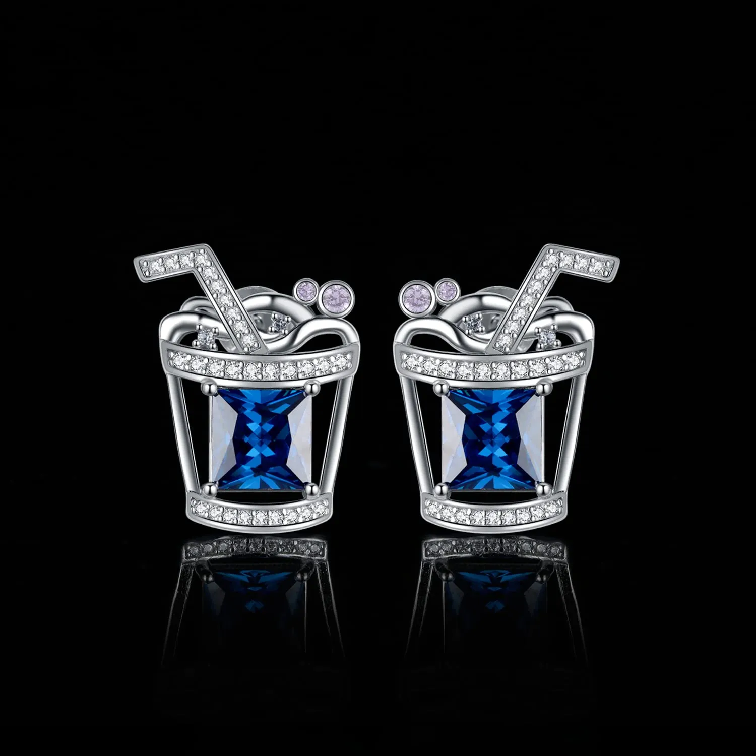 JewelryPalace Bevanda 7.5ct orecchini bottone zirconia blu