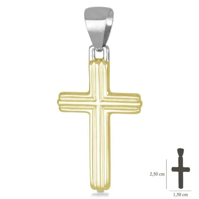 Gioielli Celiento croce scatolata oro giallo 18kt ciondolo uomo