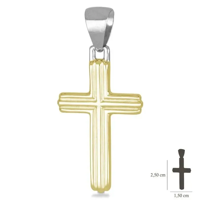 Gioielli Celiento croce scatolata oro giallo 18kt ciondolo uomo