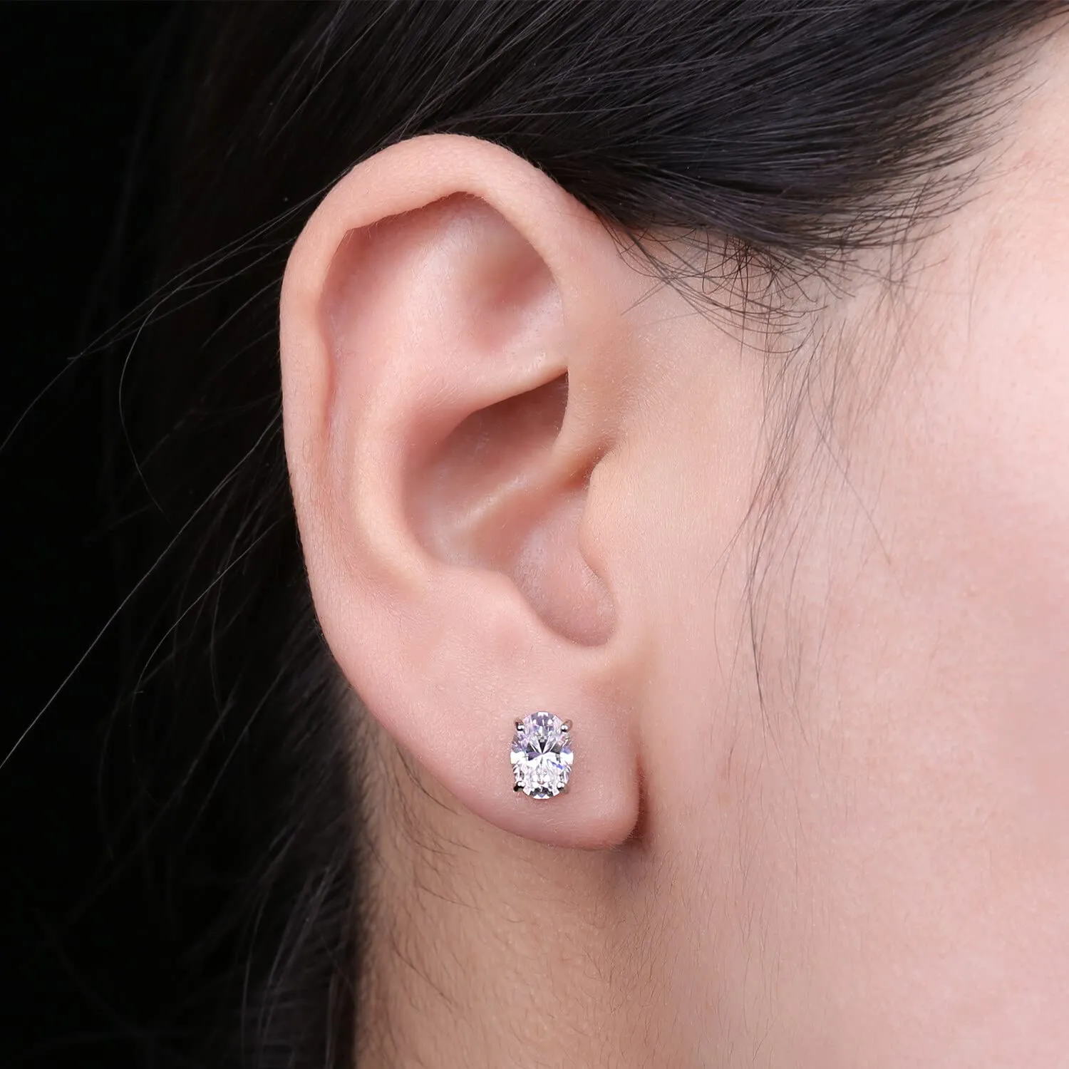 JewelryPalace 2ct Ovale orecchini a lobo argento zirconi