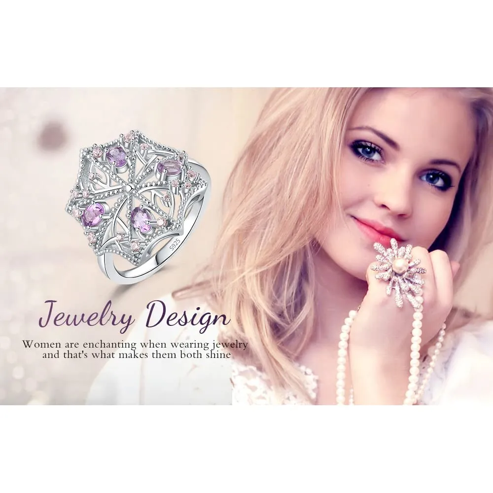 JewelryPalace Vintage anello farfalla ametista viola argento 925