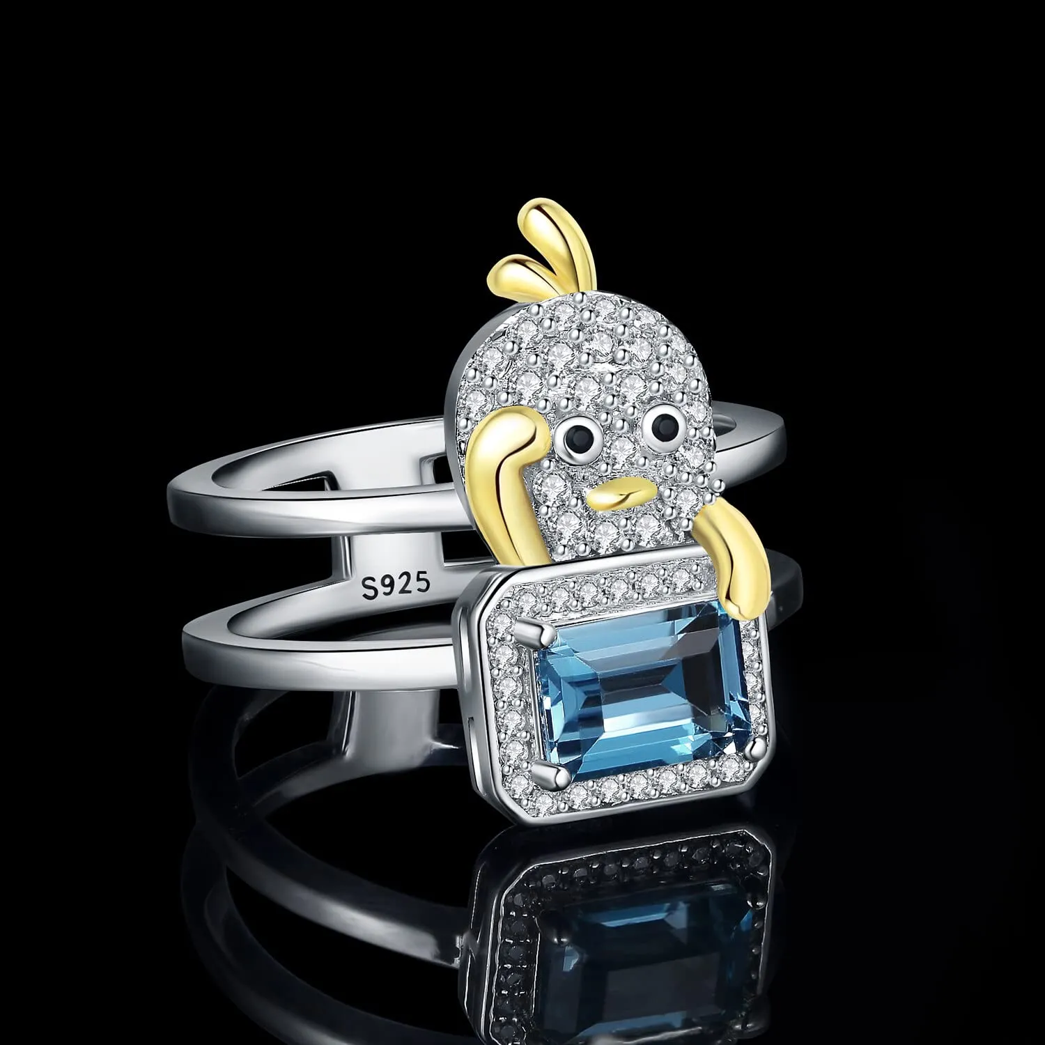 JewelryPalace Halo anello 0.6ct topazio blu London dorato