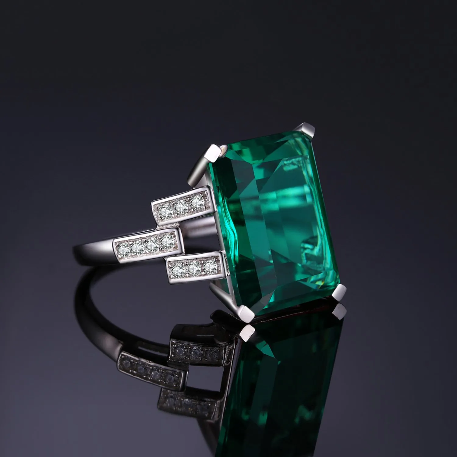 JewelryPalace 5.9ct Rettangolo anello cocktail argento verde
