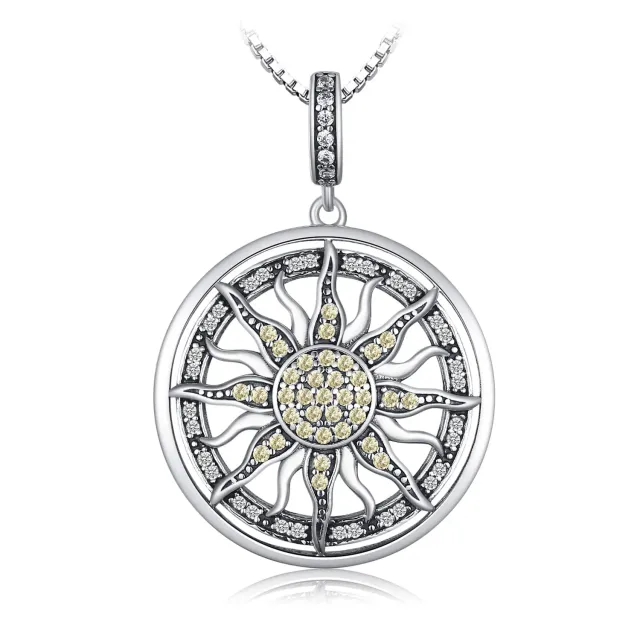 JewelryPalace Sole Collana Argento 925 Zirconia Gialla 45cm