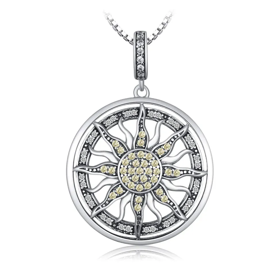JewelryPalace Sole Collana Argento 925 Zirconia Gialla 45cm