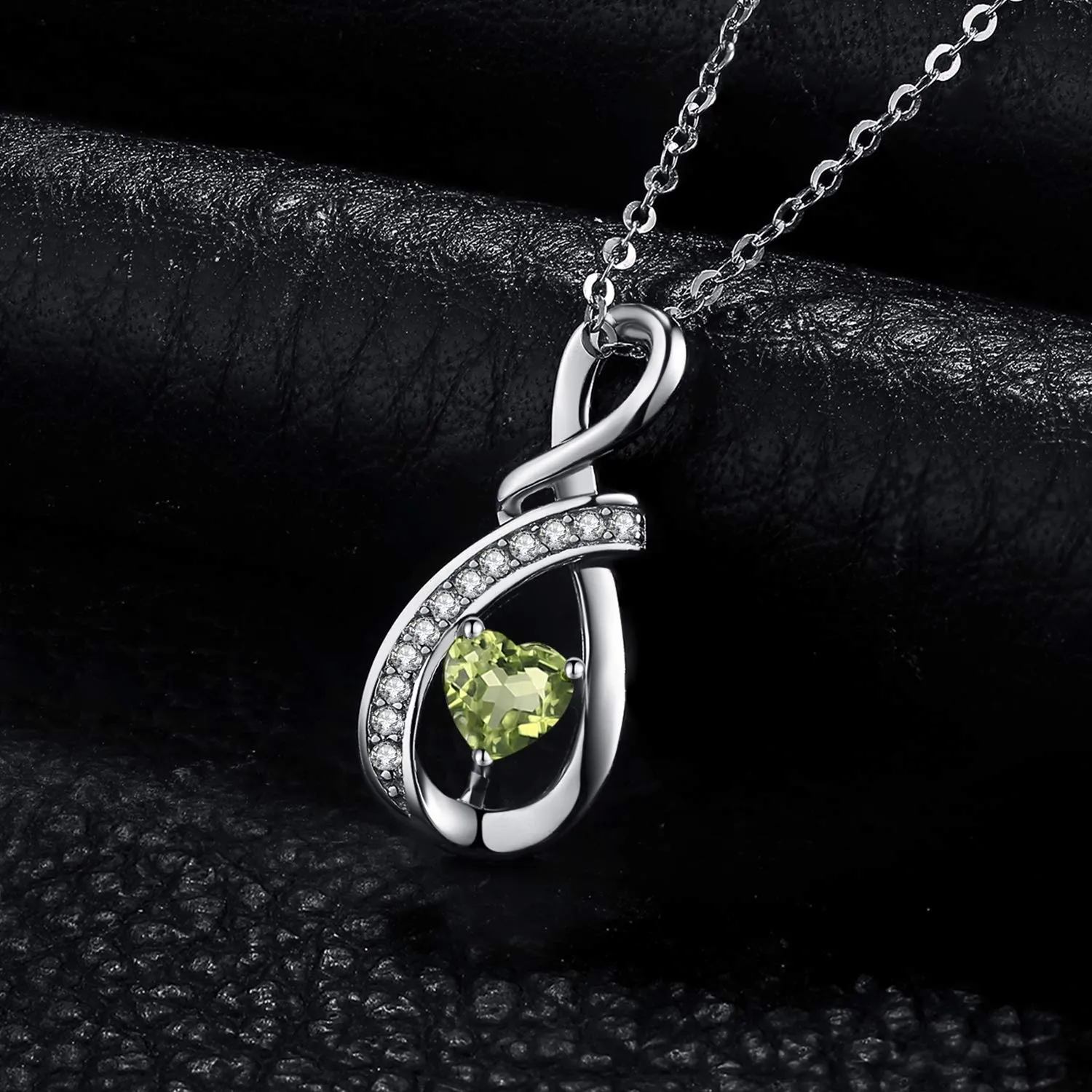 JewelryPalace Infinito Collana Argento 925 Peridoto Cuore 45cm