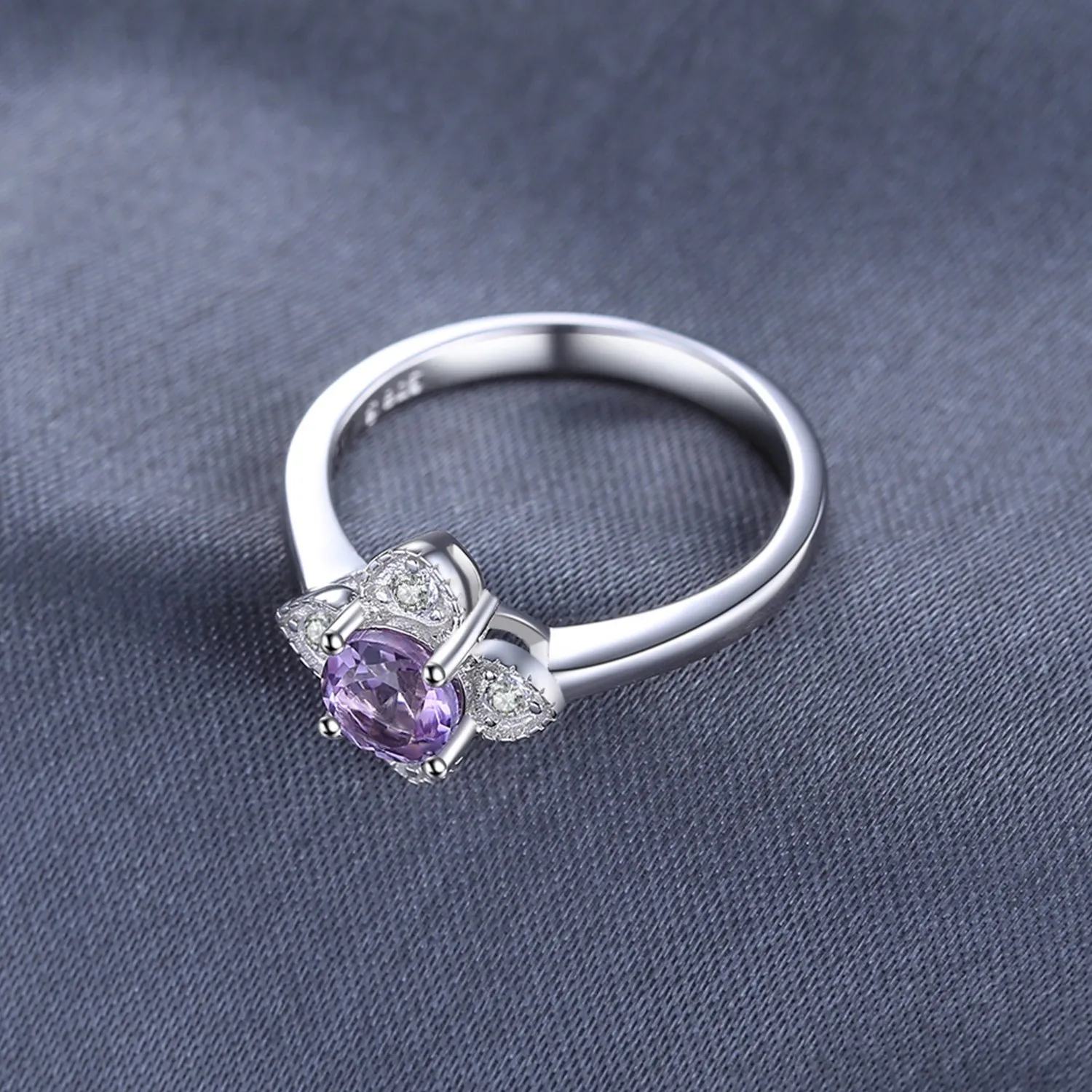JewelryPalace Fiore Anello Ametista Tondo Oro Rosa Argento