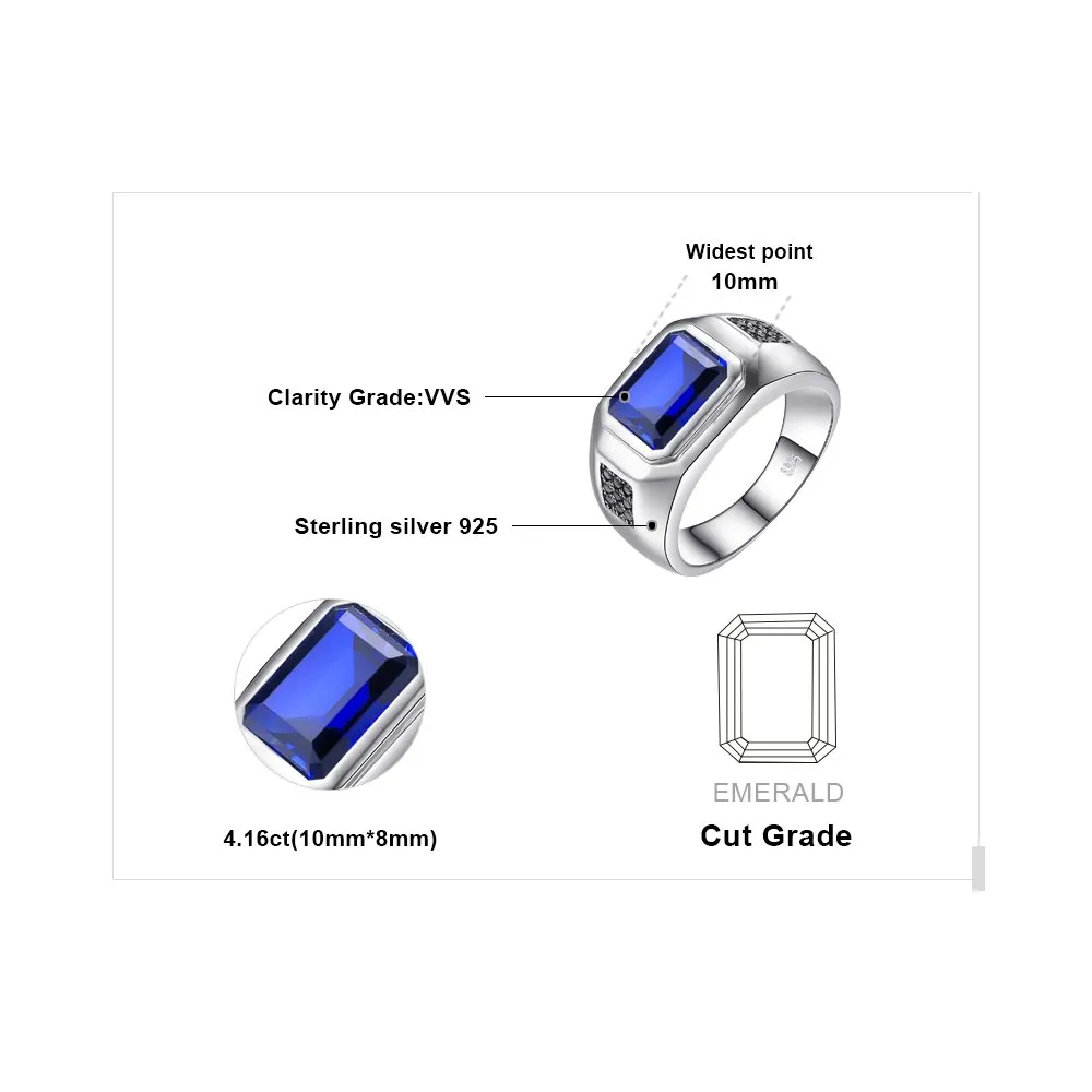 JewelryPalace Zaffiro Blu Anello Uomo Argento 925 misura 17