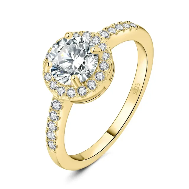 JewelryPalace 1ct Halo anello fidanzamento argento moissanite