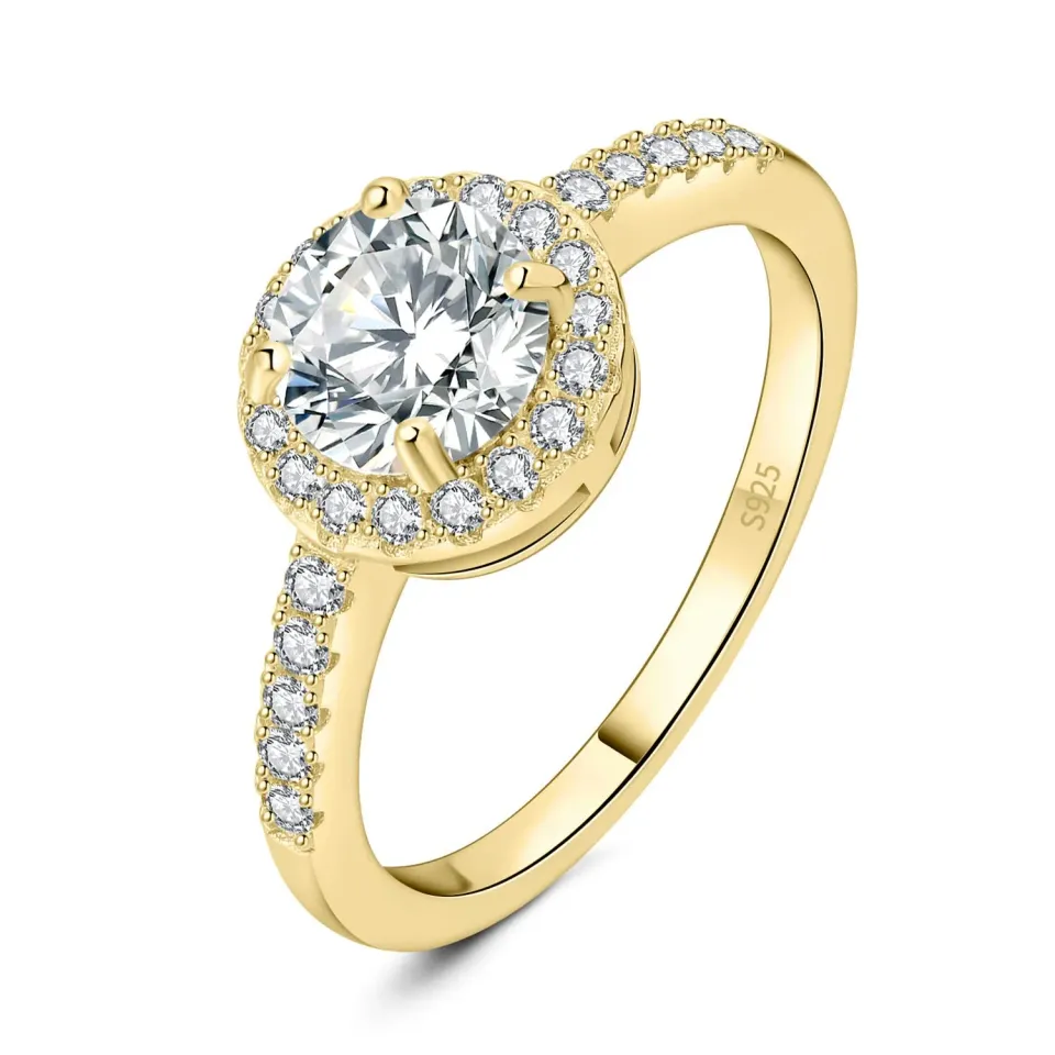 JewelryPalace 1ct Halo anello fidanzamento argento moissanite
