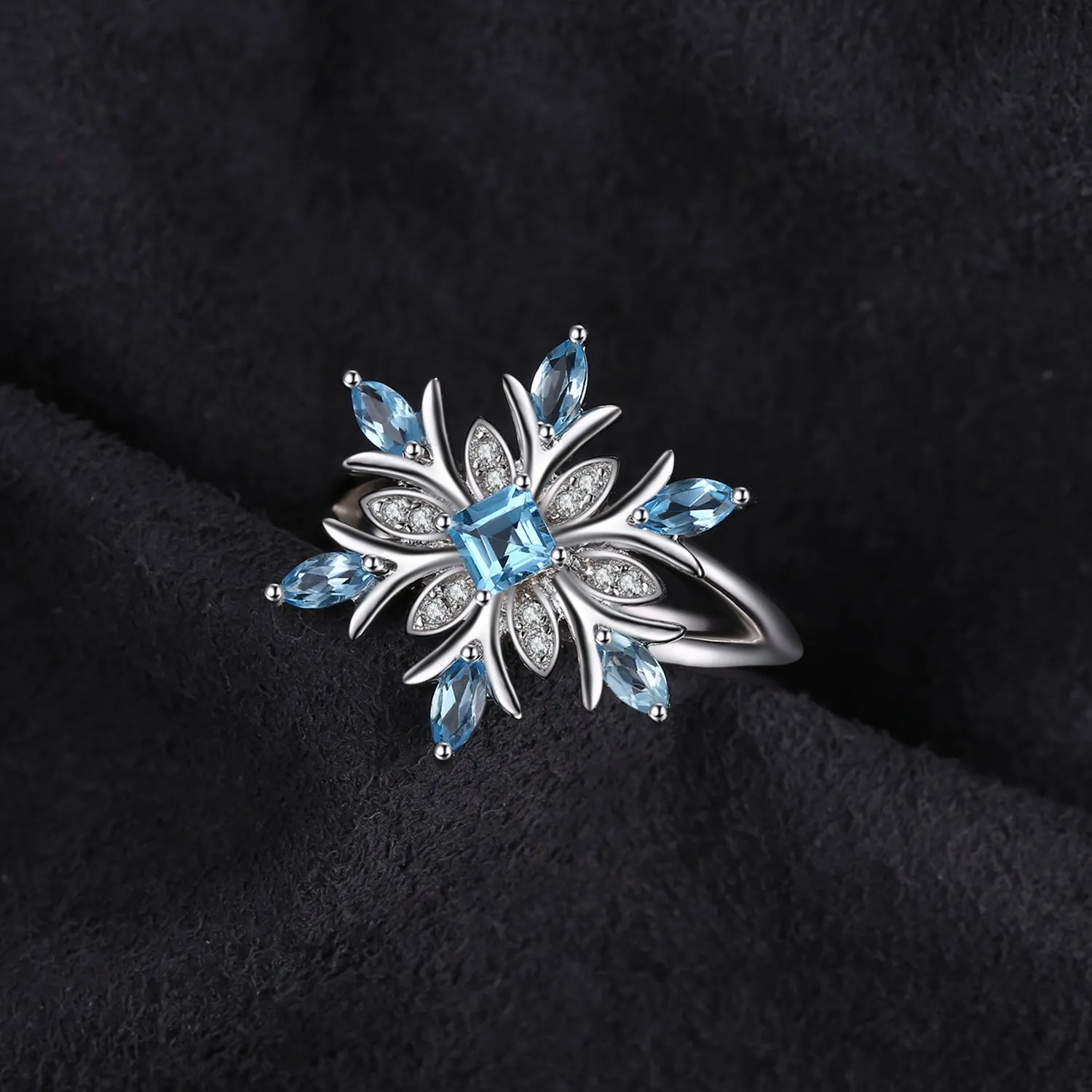 JewelryPalace Fiocco di Neve anello argento topazio blu