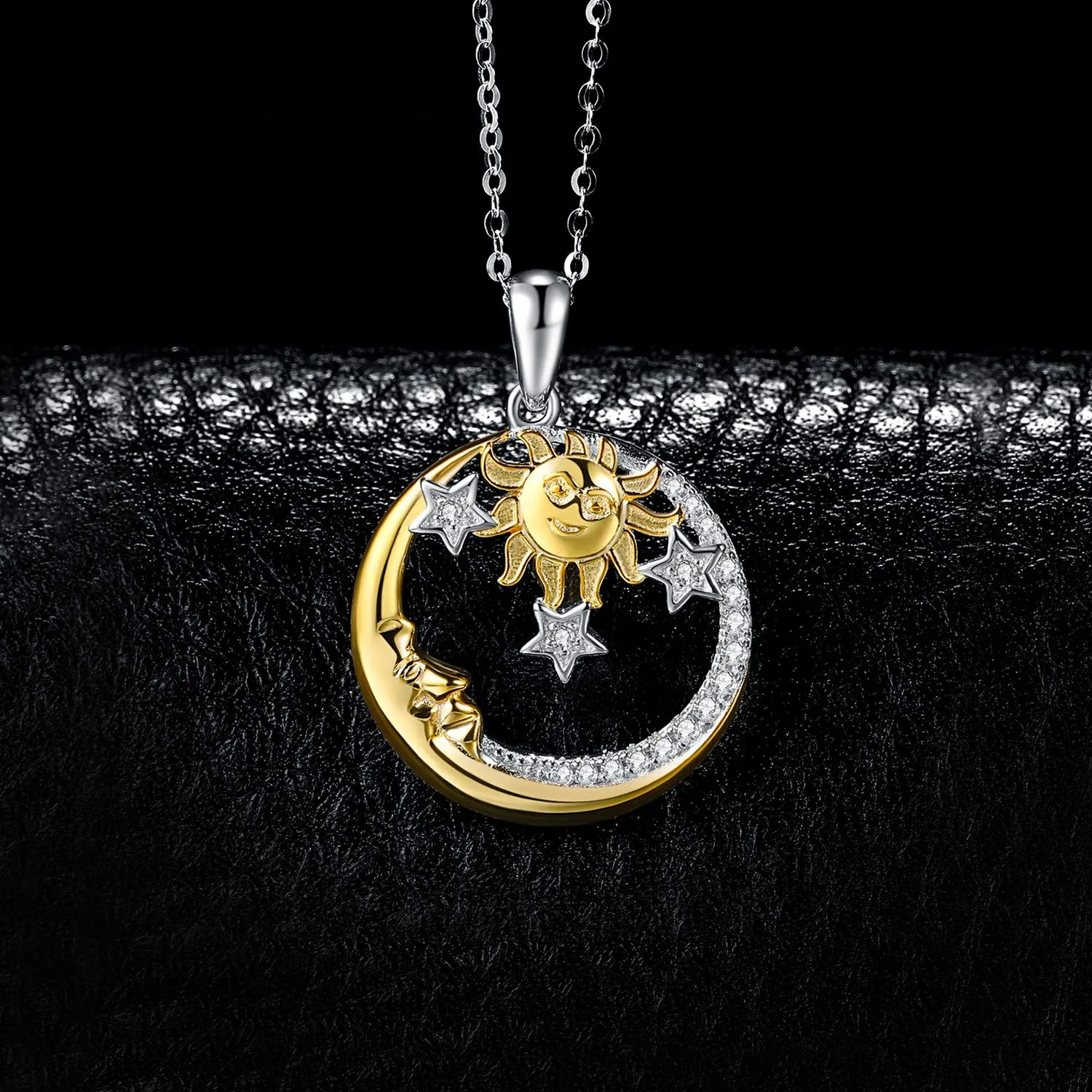 JewelryPalace Sole Luna Stelle Vintage collana dorata 45cm zirconia