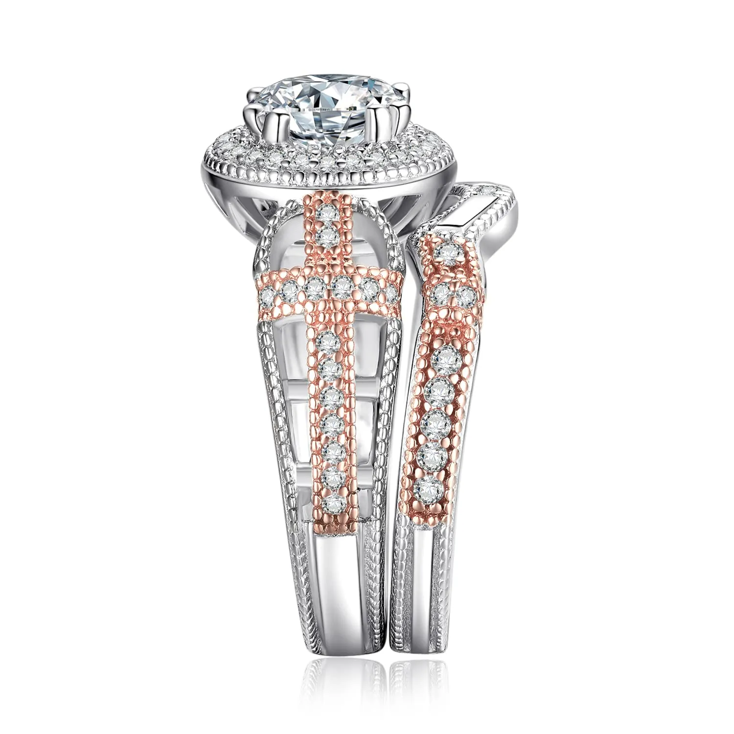 JewelryPalace Halo Infinito fede cuore argento 925 zirconia rosa