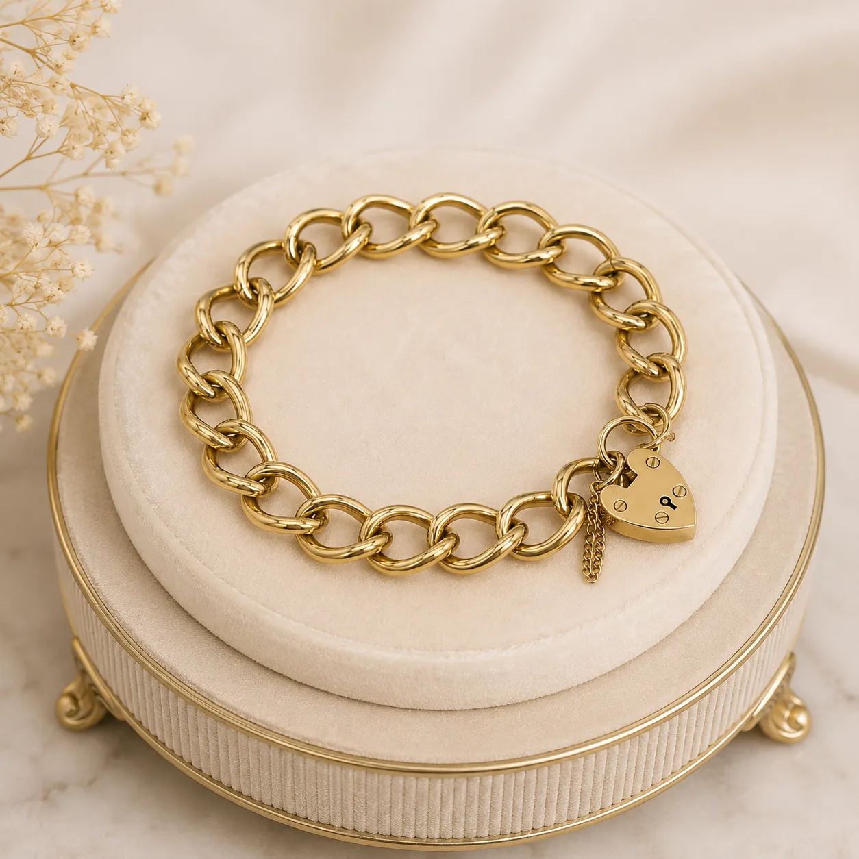 Victoria Jane Padlock Curb bracciale oro 9ct vintage