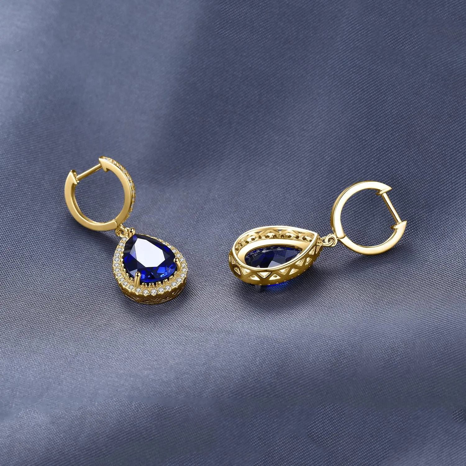 JewelryPalace Orecchini pendenti zaffiro pera oro