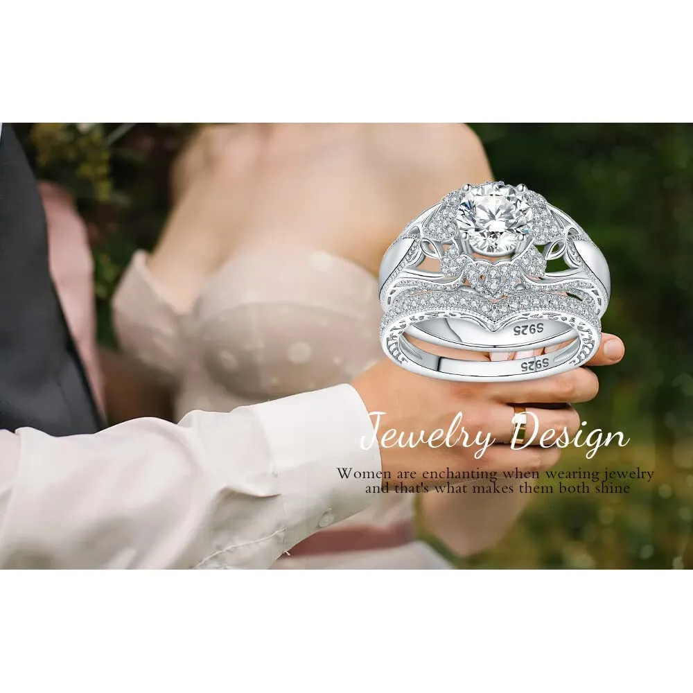 JewelryPalace Vintage Halo Farfalla anello argento zirconia