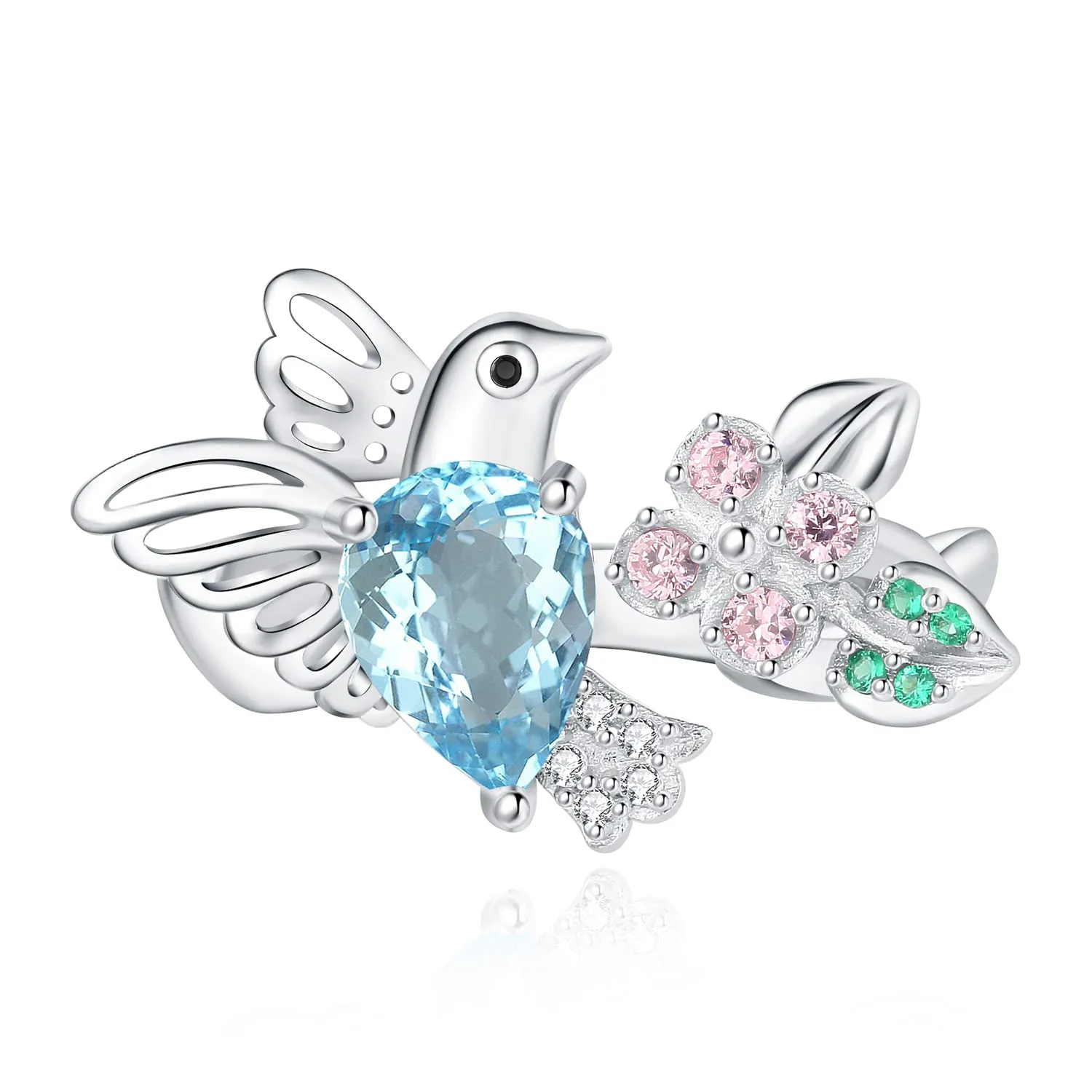 JewelryPalace Colibrì Infinito anello topazio azzurro