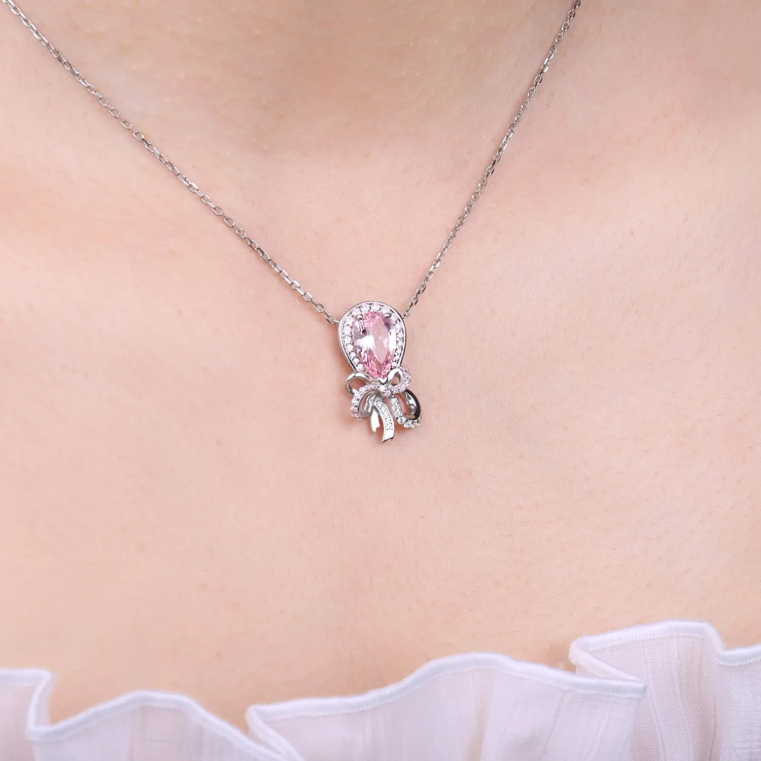 JewelryPalace Farfalla 3.1ct collana argento zaffiro rosa
