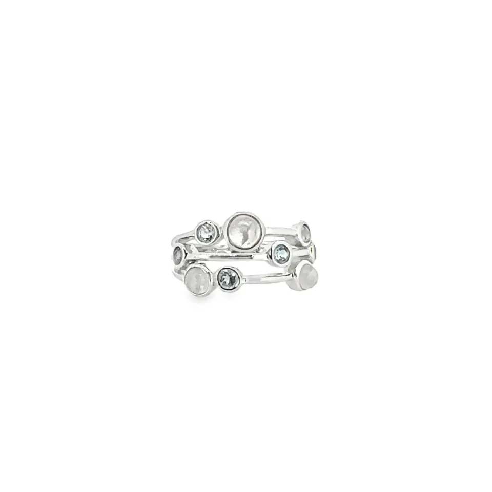 Victoria Jane Raindrop anello argento topazio luna