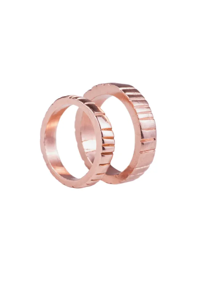 Flor Rubaja Stripes fedi matrimonio oro rosa 18kt