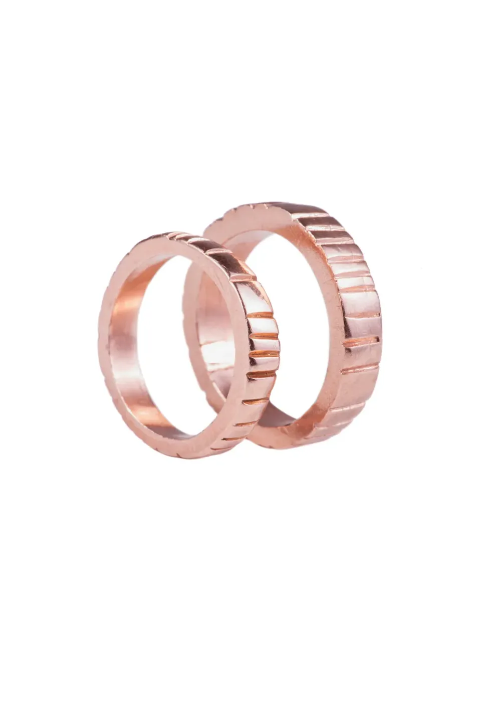 Flor Rubaja Stripes fedi matrimonio oro rosa 18kt