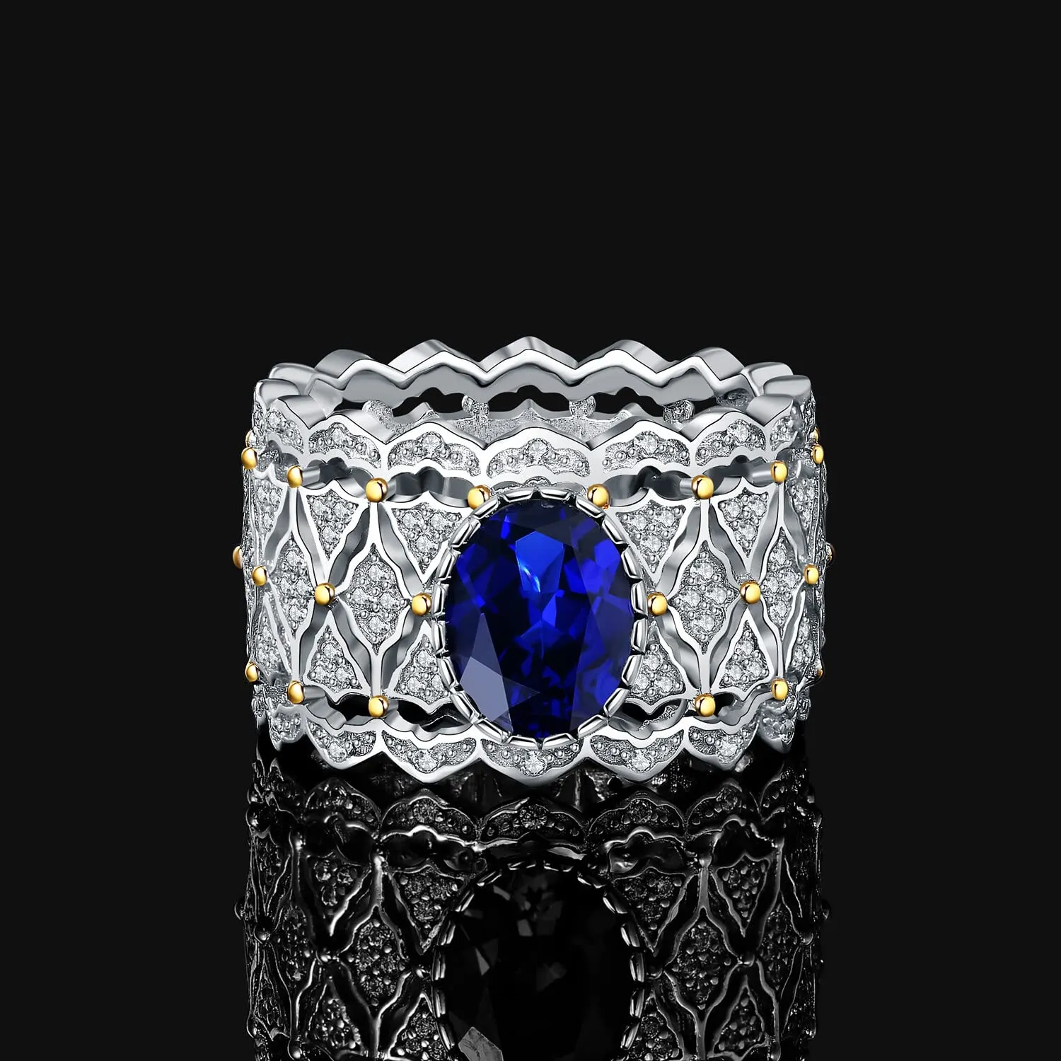 JewelryPalace Vintage 2.4ct Anello Solitario Zaffiro Blu