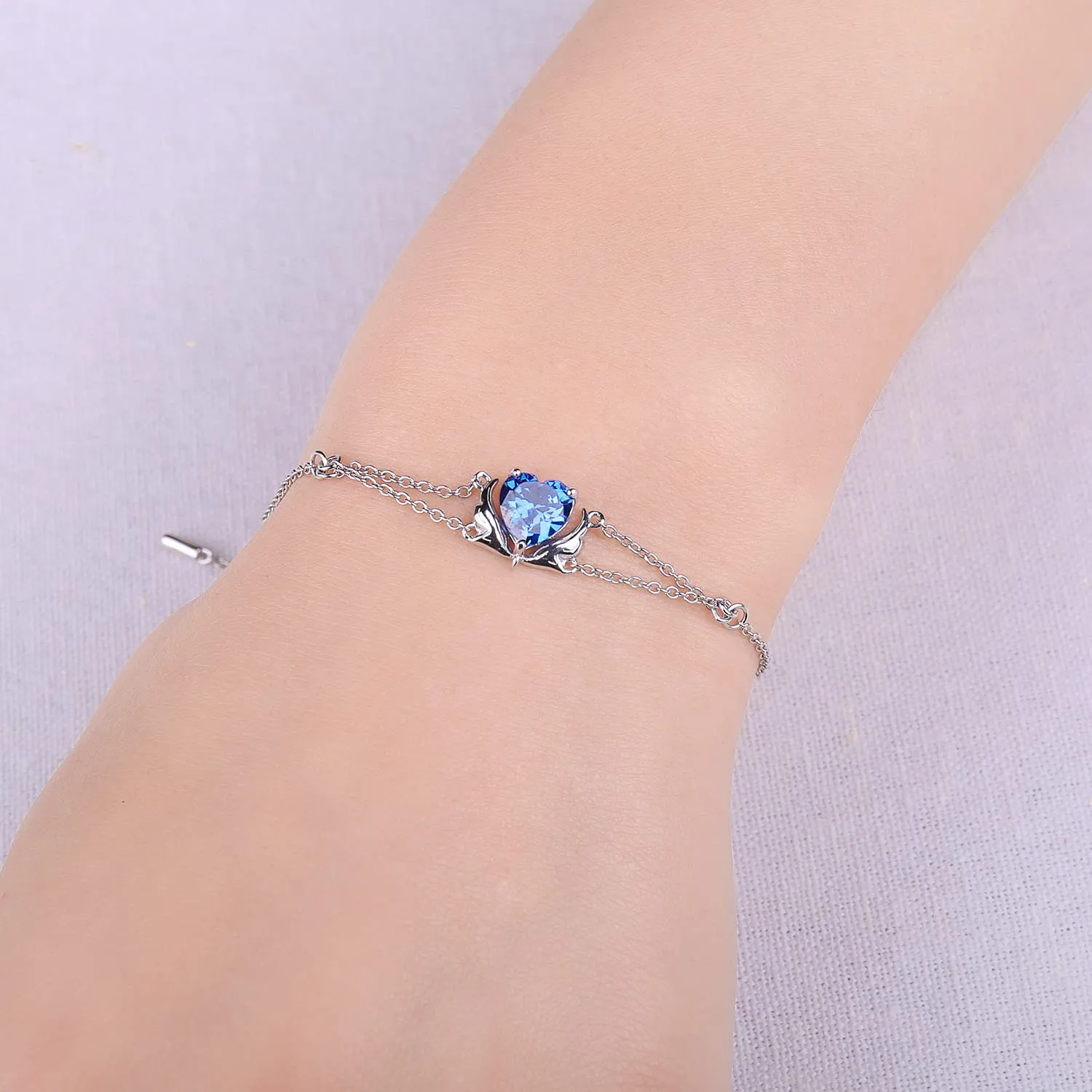JewelryPalace Ali d'Angelo Cuore Blu 1.5ct bracciale argento blu