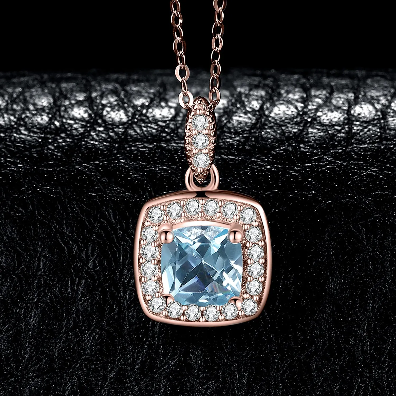 JewelryPalace Halo 1.2ct Collana topazio azzurro oro rosa