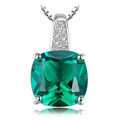 JewelryPalace Collana Argento Smeraldo Verde 3.4ct Cuscino