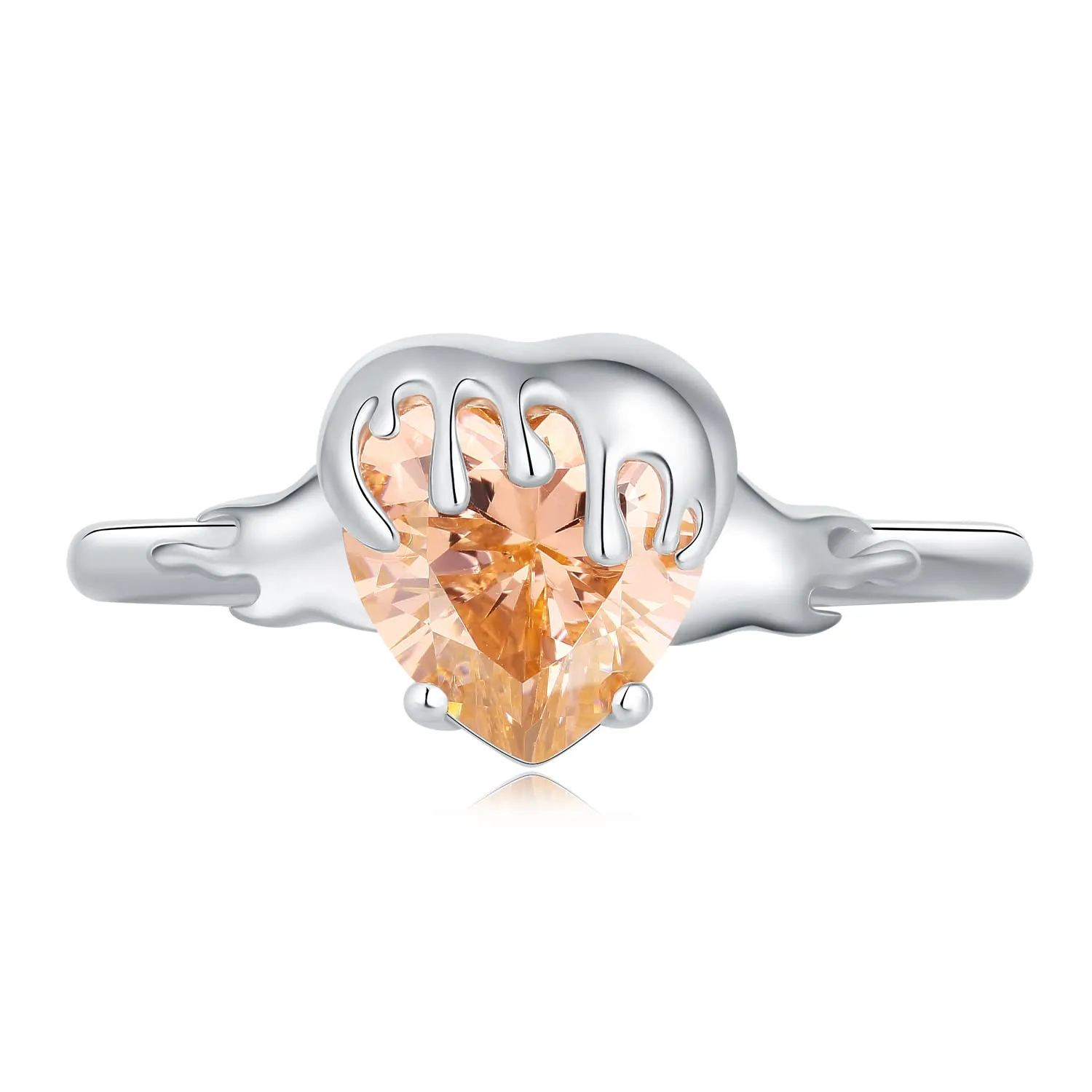 JewelryPalace Cuore Anello Argento Zirconia Arancione