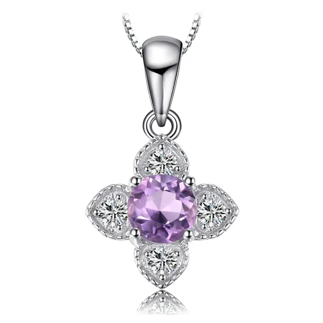 JewelryPalace Collana Fiore Ametista Viola Argento 45cm