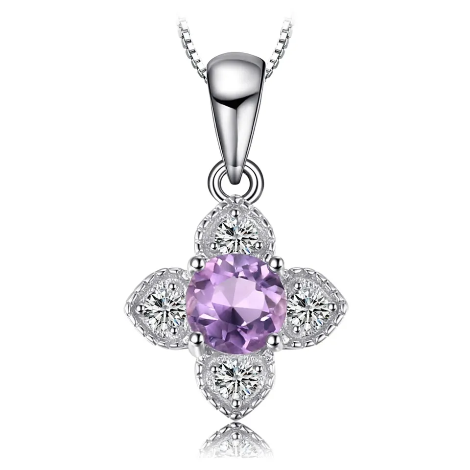 JewelryPalace Collana Fiore Ametista Viola Argento 45cm