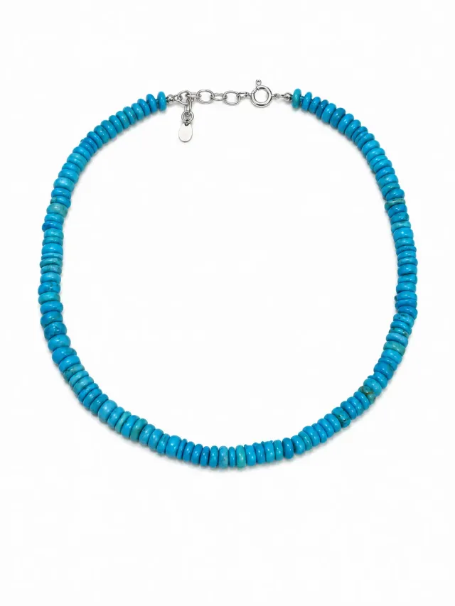 Victoria Jane Turquoise Beaded Collar collana turchese argento