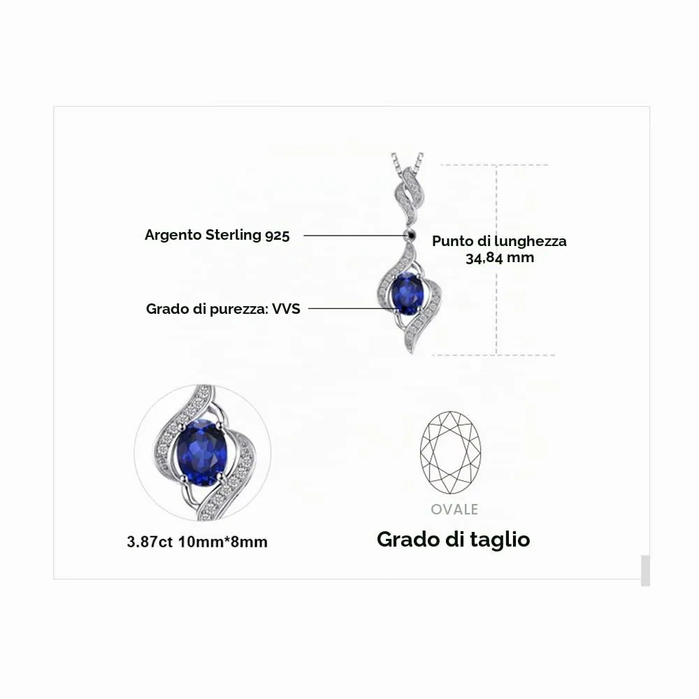 JewelryPalace 4ct Zaffiro Blu collana argento 45cm