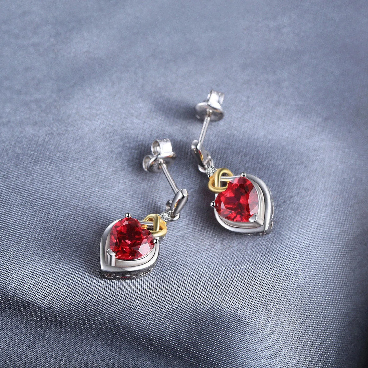 JewelryPalace Nodo d'Amore orecchini pendenti argento rubino