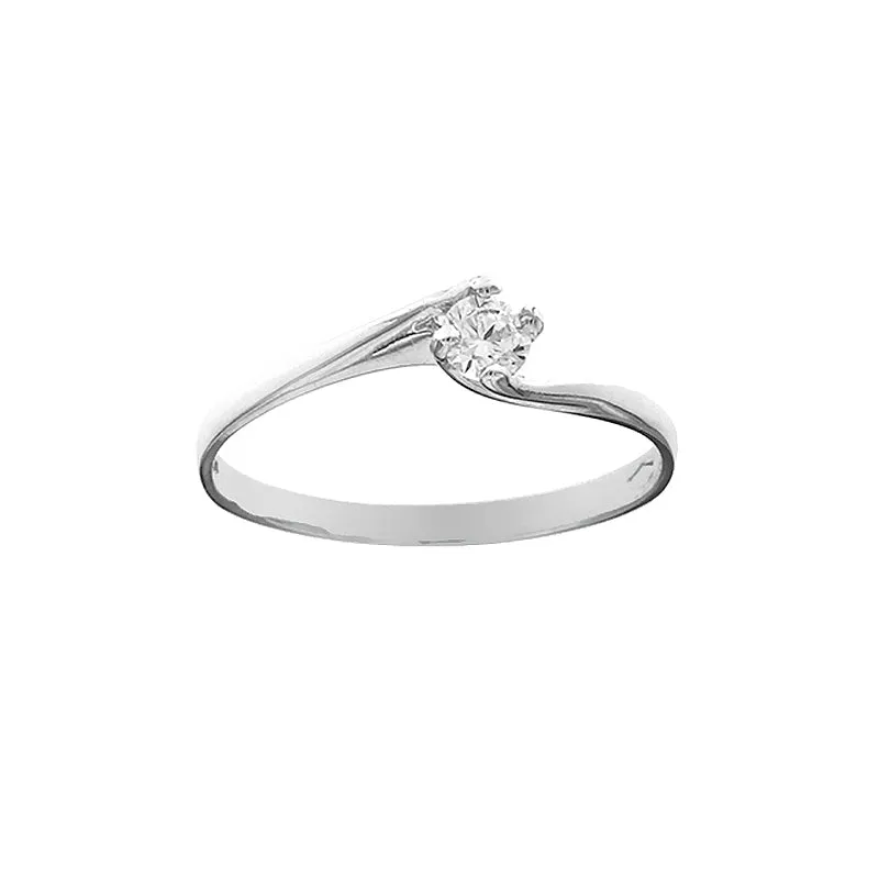 Gioielli Celiento Solitario 4 Griffe anello oro bianco 18kt zirconi