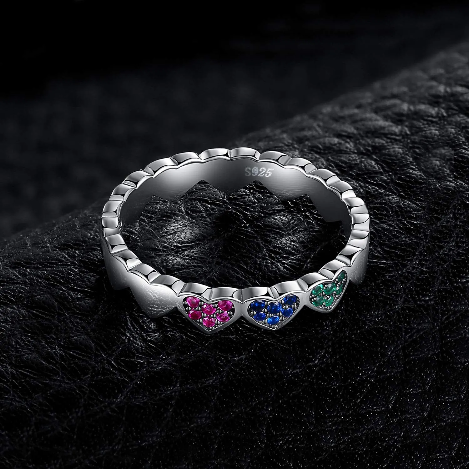JewelryPalace Anello Cuori Impilabile Argento 925 Multicolore