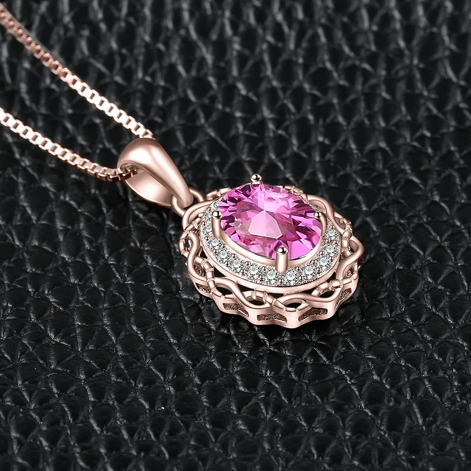 JewelryPalace Vintage Halo Infinito collana argento topazio rosa