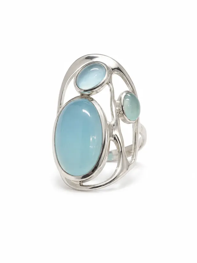 Victoria Jane Chalcedony anello argento calcedonio blu