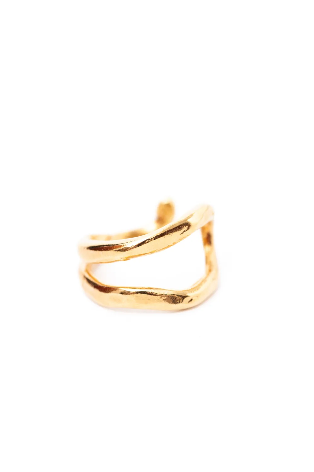 Flor Rubaja Wave Water anello regolabile doppia fascia oro