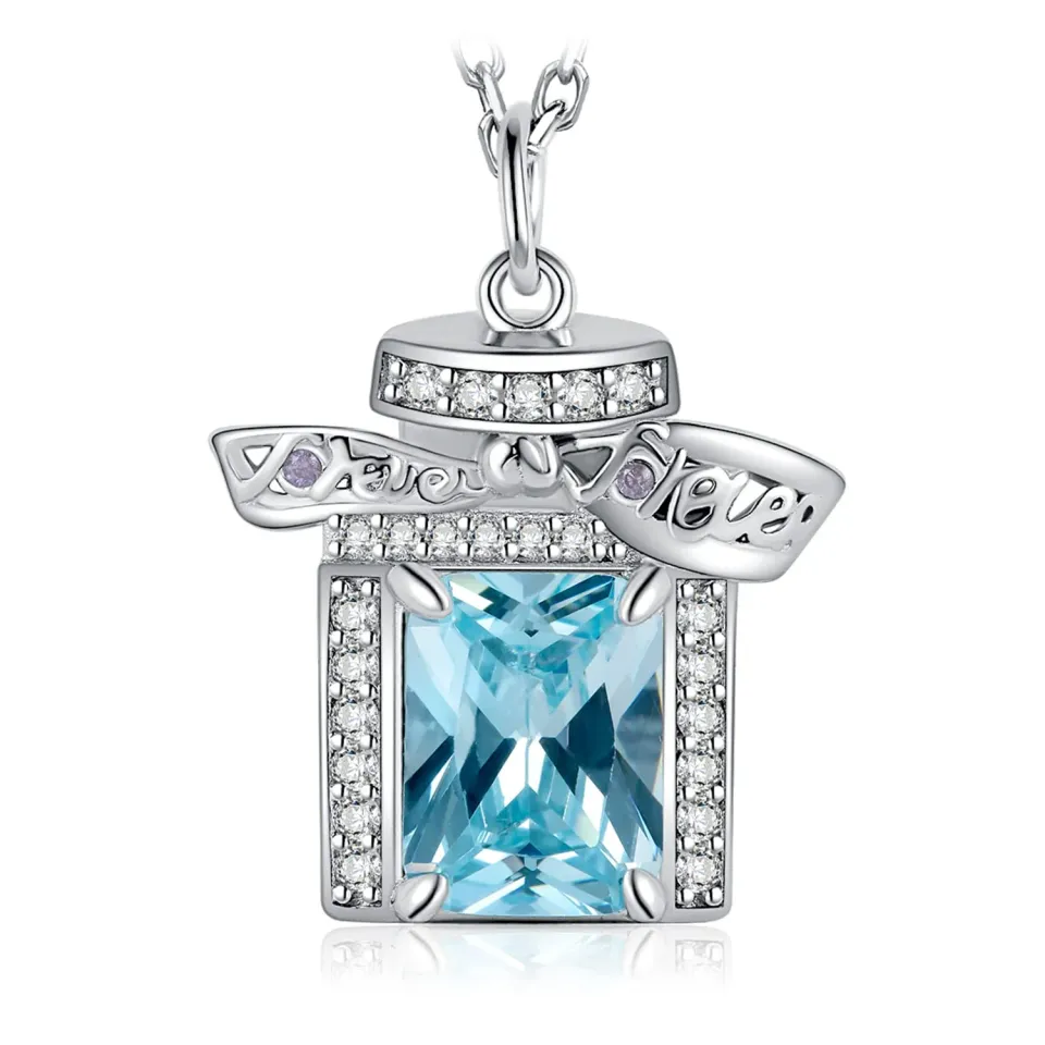 JewelryPalace Profumo 3.7ct collana argento zircone azzurra 45cm