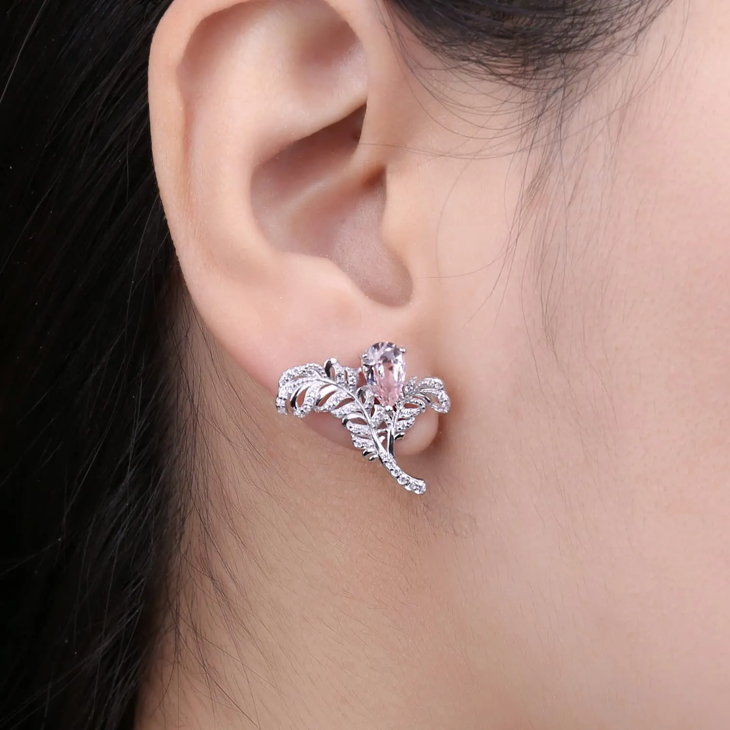 JewelryPalace Piuma 1ct Orecchini Bottone Argento Morganite