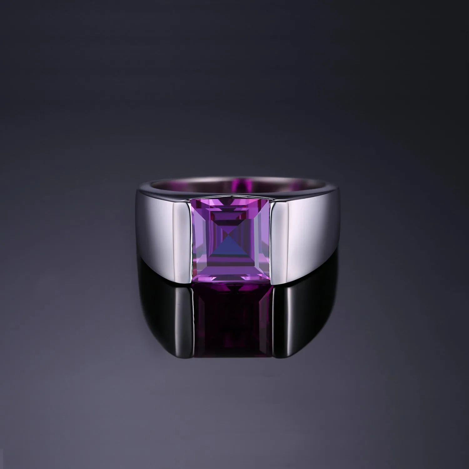 JewelryPalace Anello Uomo Argento 3.3ct Zaffiro Blu Quadrato
